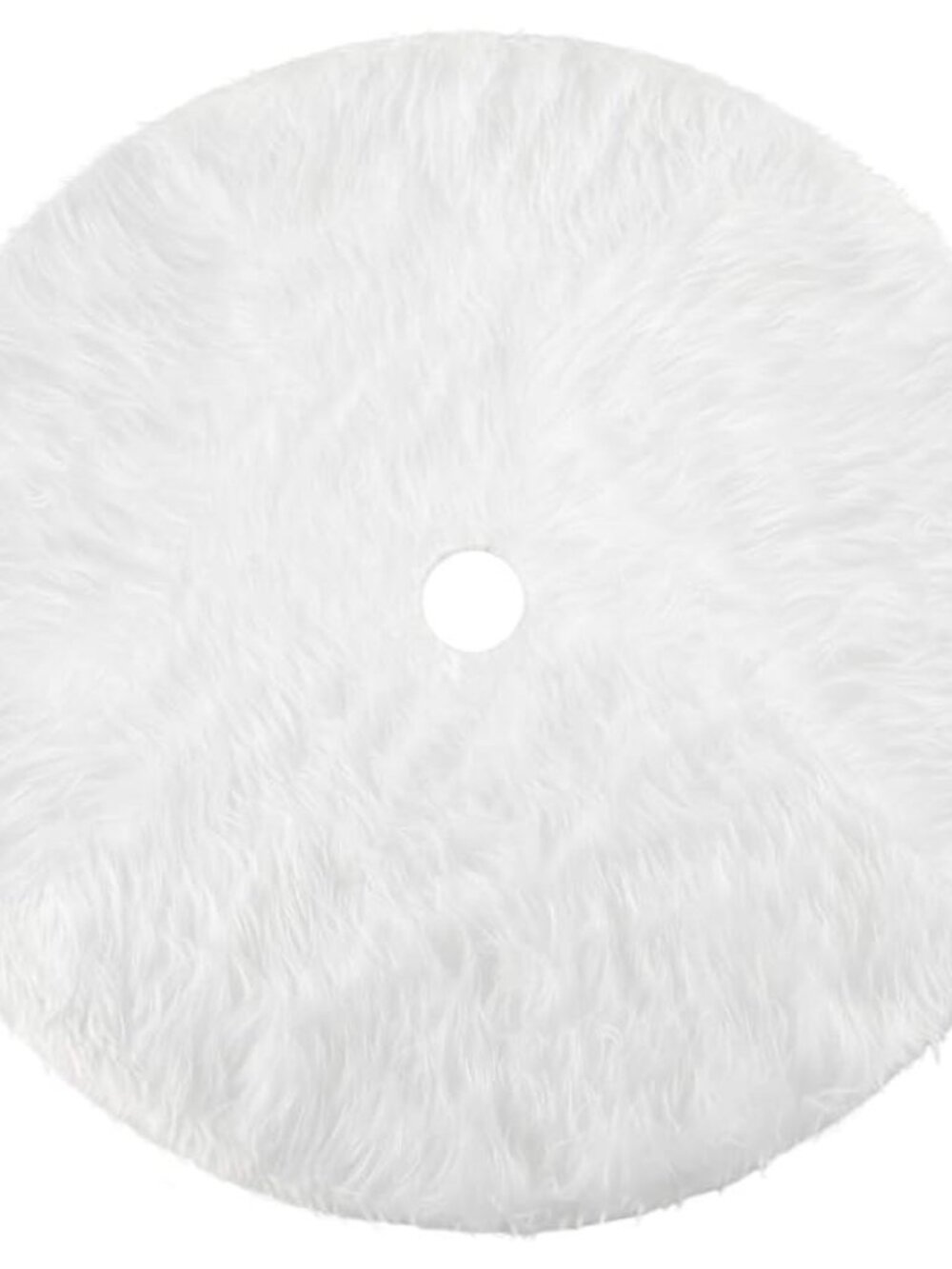 Plush Christmas Tree Skirt - Round Snow White Xmas Tree Mat Base Cover for Holid